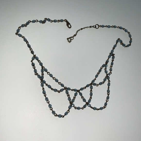 Vintage Blue Art Deco Style Faceted Beaded Necklace - Picture 6 of 9
